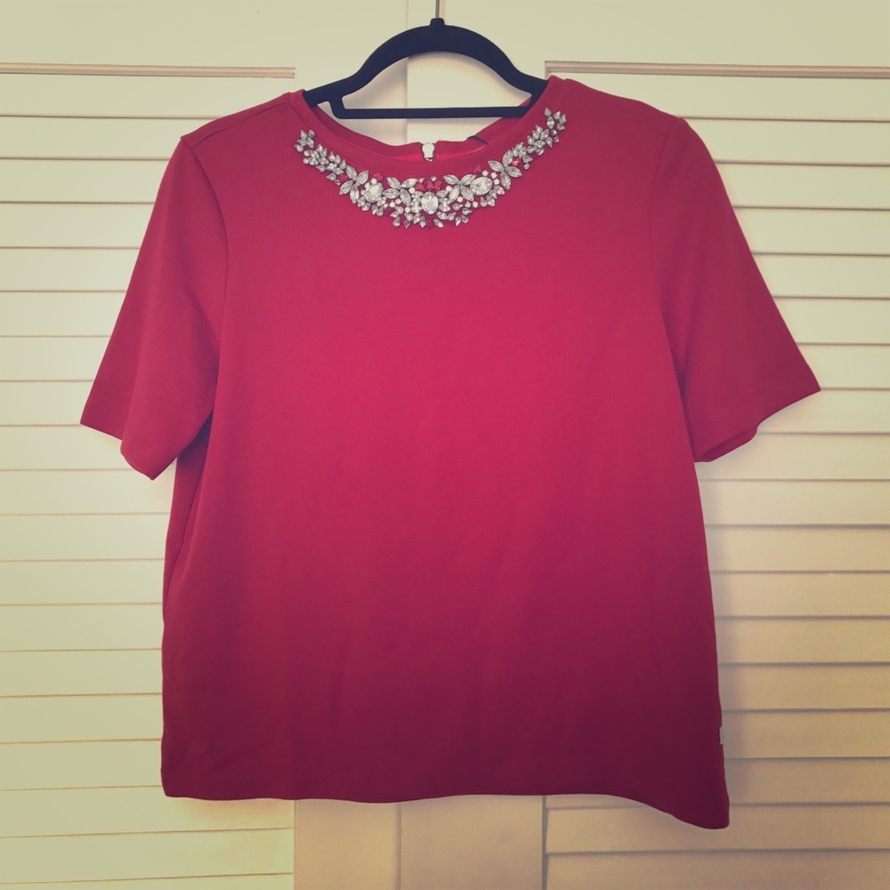 Red Embellished Top